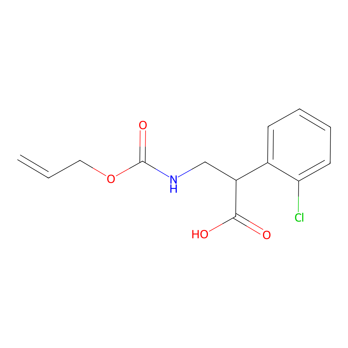 2-(2-Chlorophenyl)-3-{[(prop-2-en-1-yloxy)carbonyl]amino}propanoic acid molecular structure, CAS 2680865-80-7