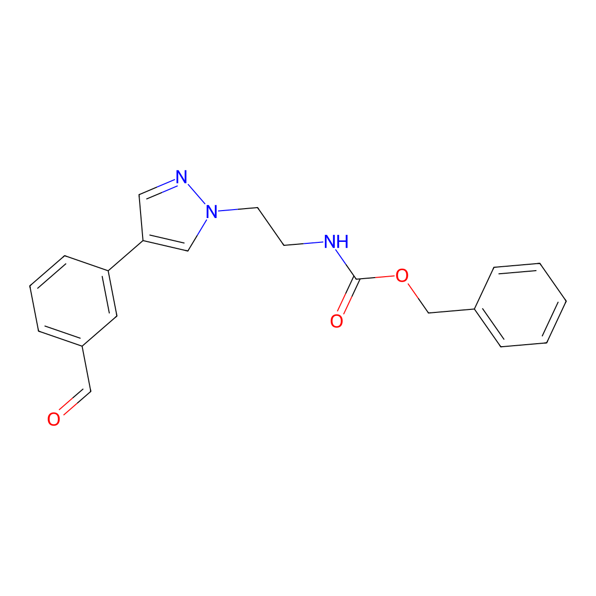 benzyl N-{2-[4-(3-formylphenyl)-1H-pyrazol-1-yl]ethyl}carbamate molecular structure, CAS 2680865-83-0