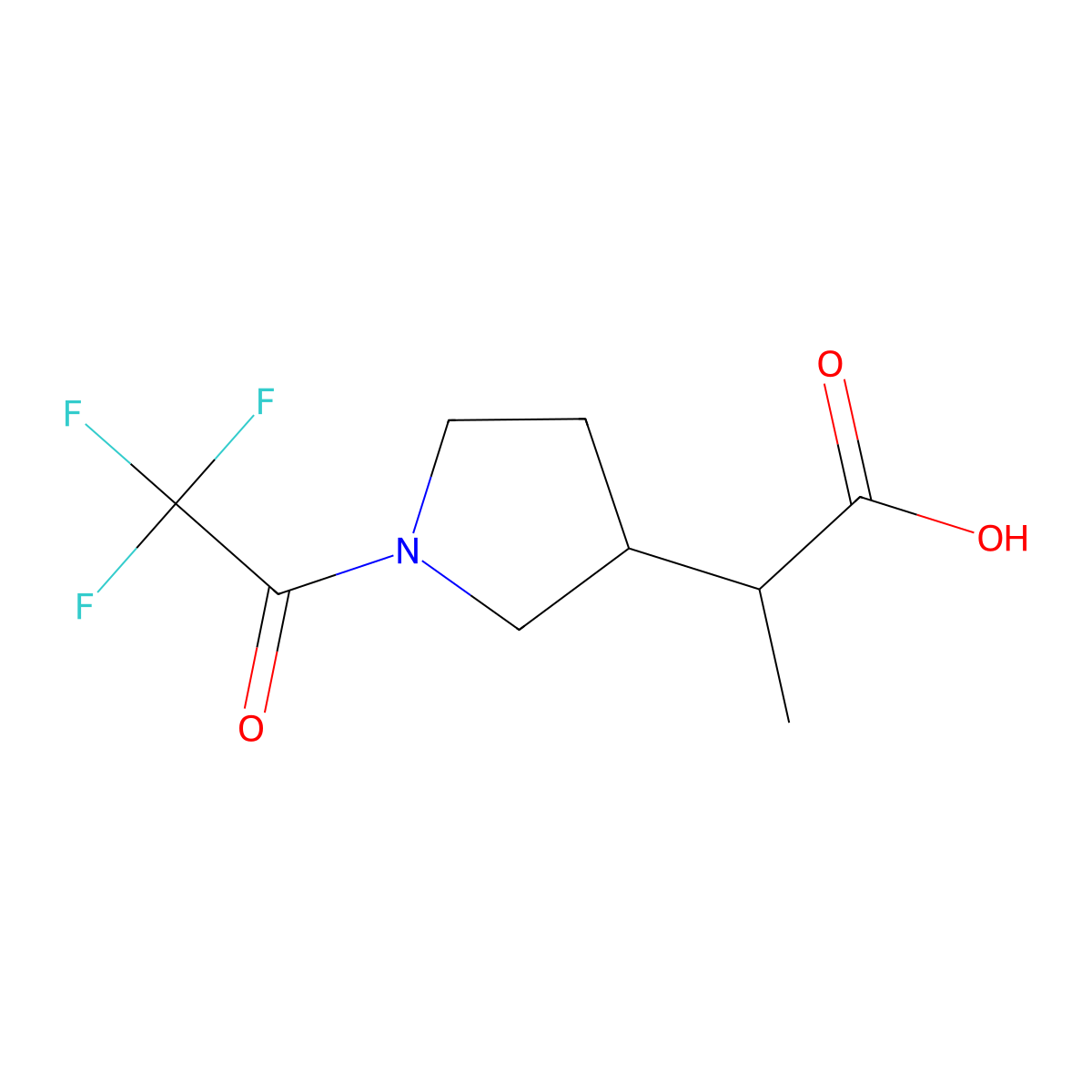 2-[1-(2,2,2-Trifluoroacetyl)pyrrolidin-3-yl]propanoic acid molecular structure, CAS 2680865-96-5