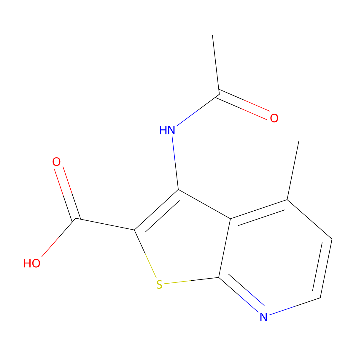 3-Acetamido-4-methylthieno[2,3-b]pyridine-2-carboxylic acid molecular structure, CAS 2680866-07-1