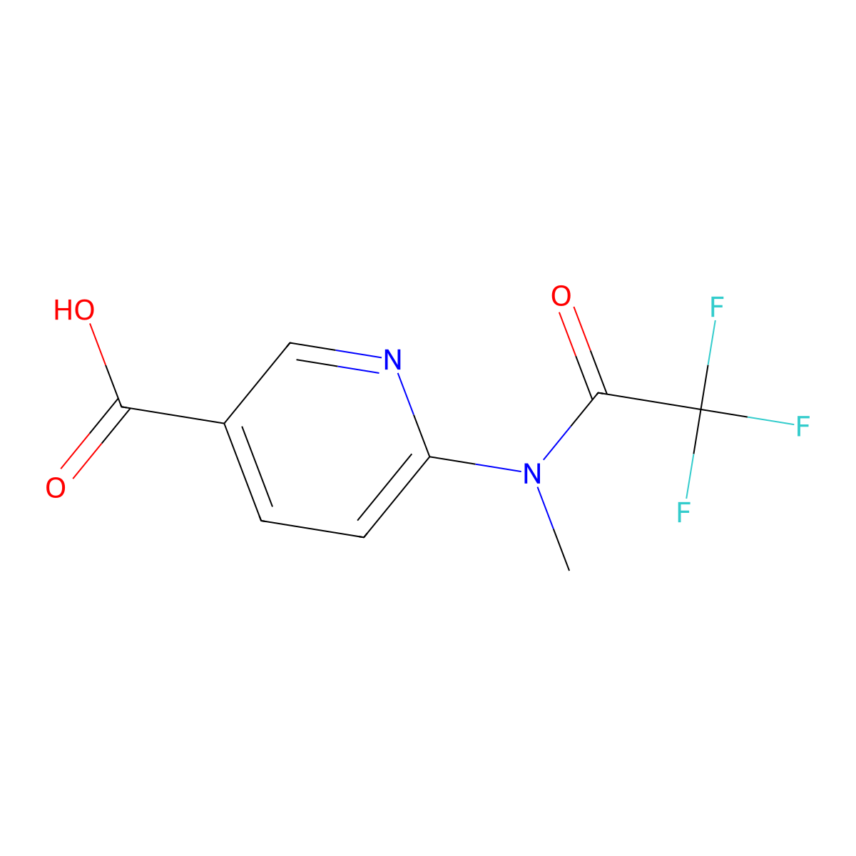 6-(2,2,2-trifluoro-N-methylacetamido)pyridine-3-carboxylic acid molecular structure, CAS 2680866-24-2