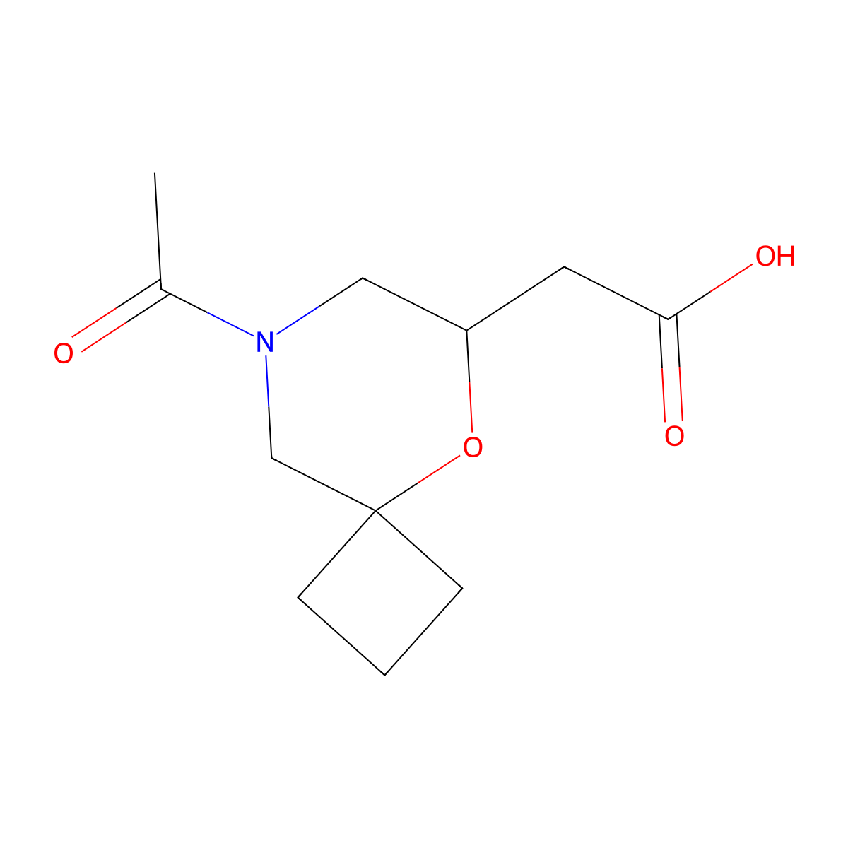 2-{8-Acetyl-5-oxa-8-azaspiro[3.5]nonan-6-yl}acetic acid molecular structure, CAS 2680866-25-3