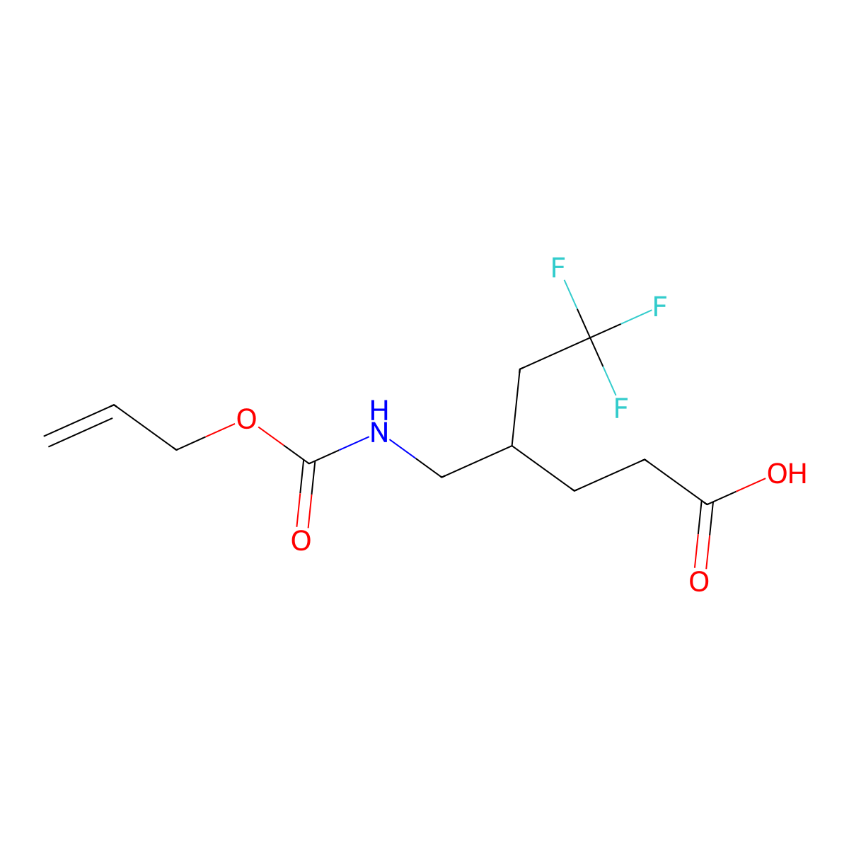6,6,6-Trifluoro-4-({[(prop-2-en-1-yloxy)carbonyl]amino}methyl)hexanoic acid molecular structure, CAS 2680866-26-4