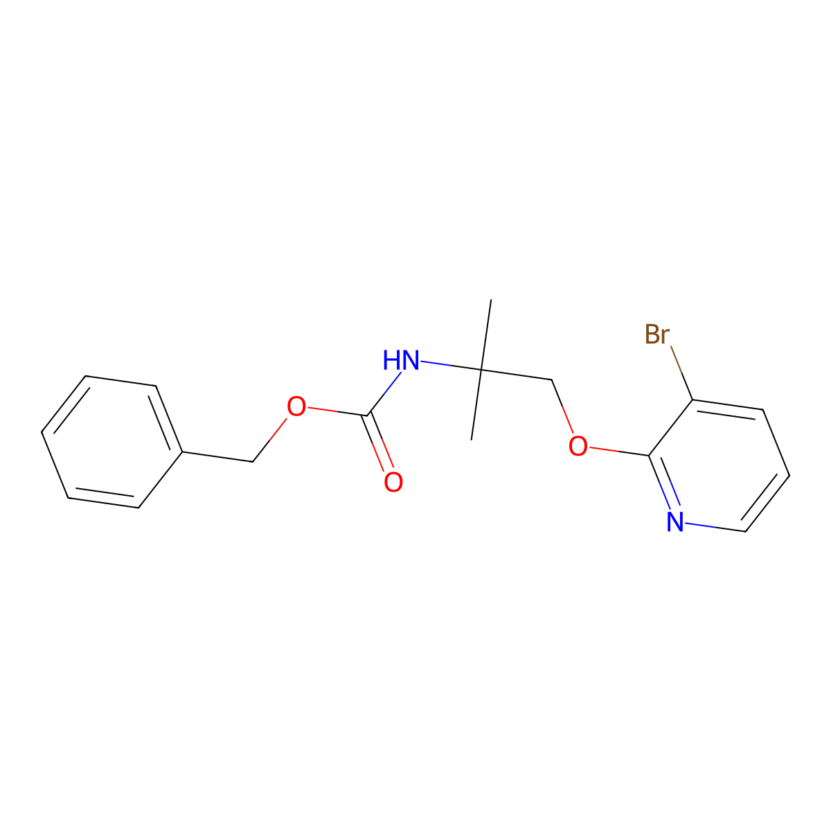 benzyl N-{1-[(3-bromopyridin-2-yl)oxy]-2-methylpropan-2-yl}carbamate molecular structure, CAS 2680866-32-2