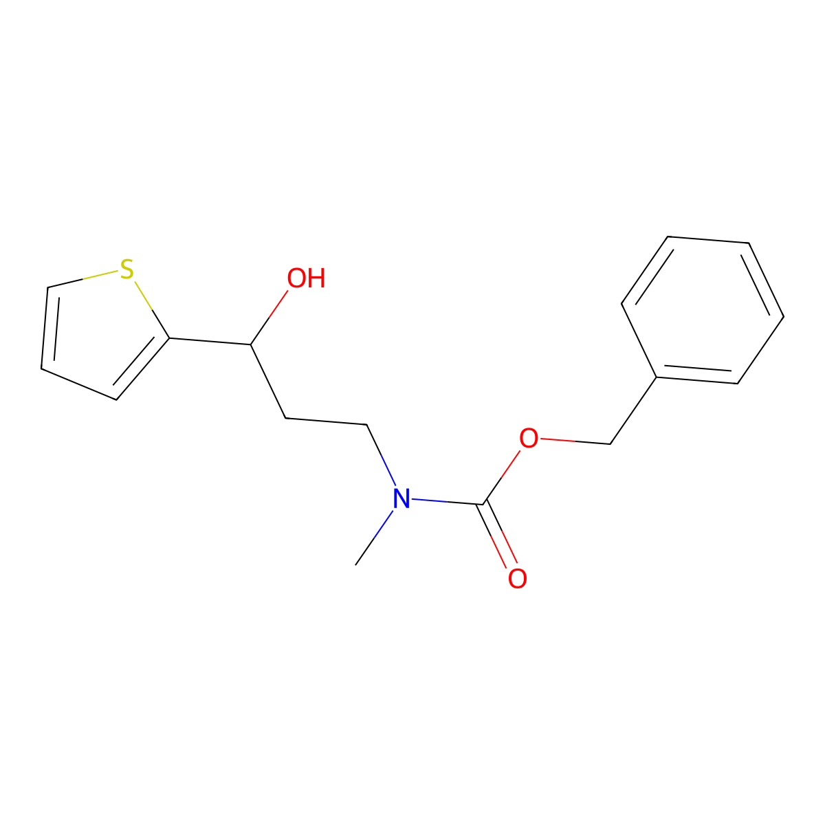 benzyl N-[3-hydroxy-3-(thiophen-2-yl)propyl]-N-methylcarbamate molecular structure, CAS 2680866-40-2