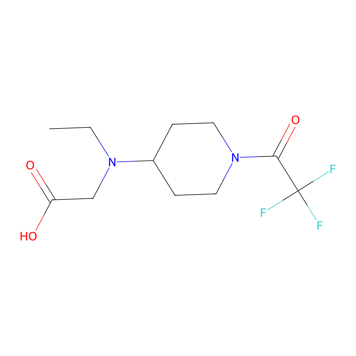 2-{Ethyl[1-(2,2,2-trifluoroacetyl)piperidin-4-yl]amino}acetic acid molecular structure, CAS 2680866-45-7