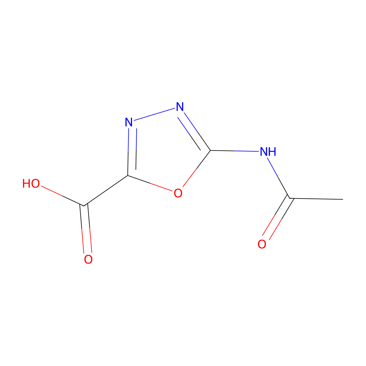 5-Acetamido-1,3,4-oxadiazole-2-carboxylic acid molecular structure, CAS 2680866-48-0