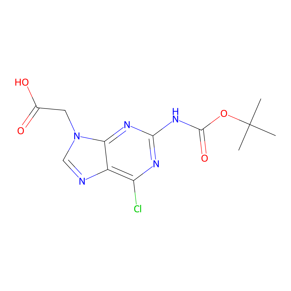 2-(2-{[(tert-butoxy)carbonyl]amino}-6-chloro-9H-purin-9-yl)acetic acid molecular structure, CAS 2680866-54-8