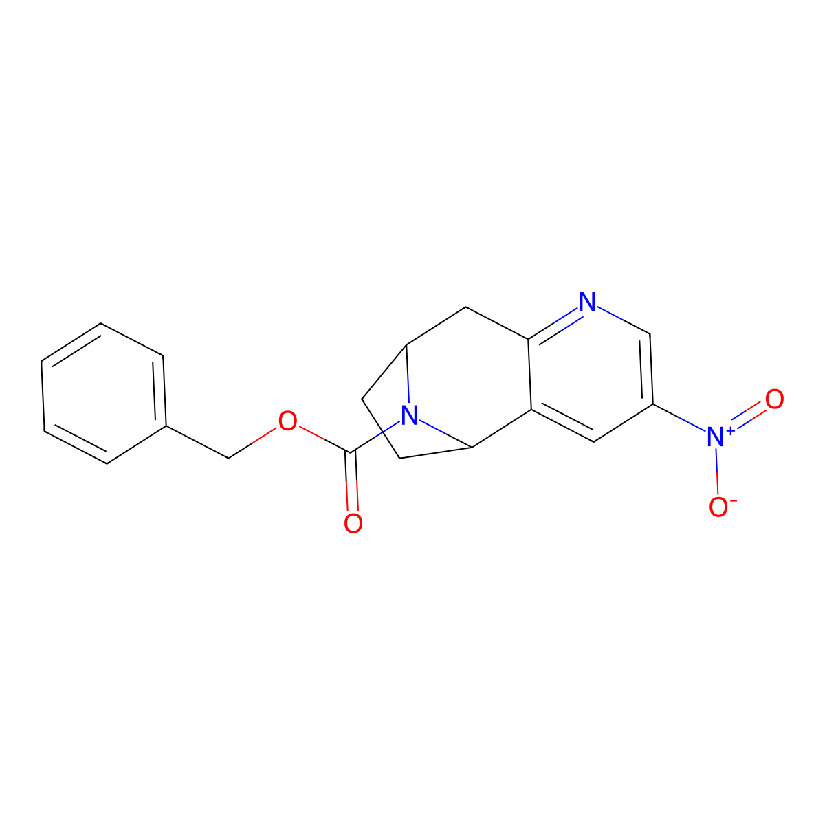 Benzyl 4-nitro-6,12-diazatricyclo[7.2.1.0,2,7]dodeca-2,4,6-triene-12-carboxylate molecular structure, CAS 2680866-55-9