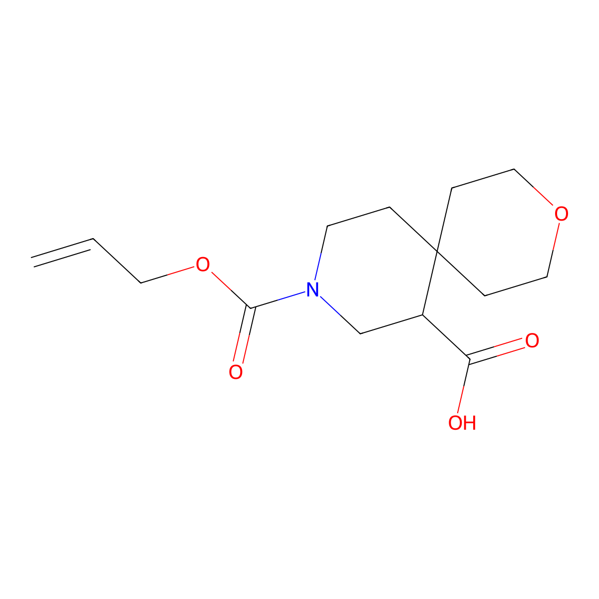 9-[(Prop-2-en-1-yloxy)carbonyl]-3-oxa-9-azaspiro[5.5]undecane-7-carboxylic acid molecular structure, CAS 2680866-60-6