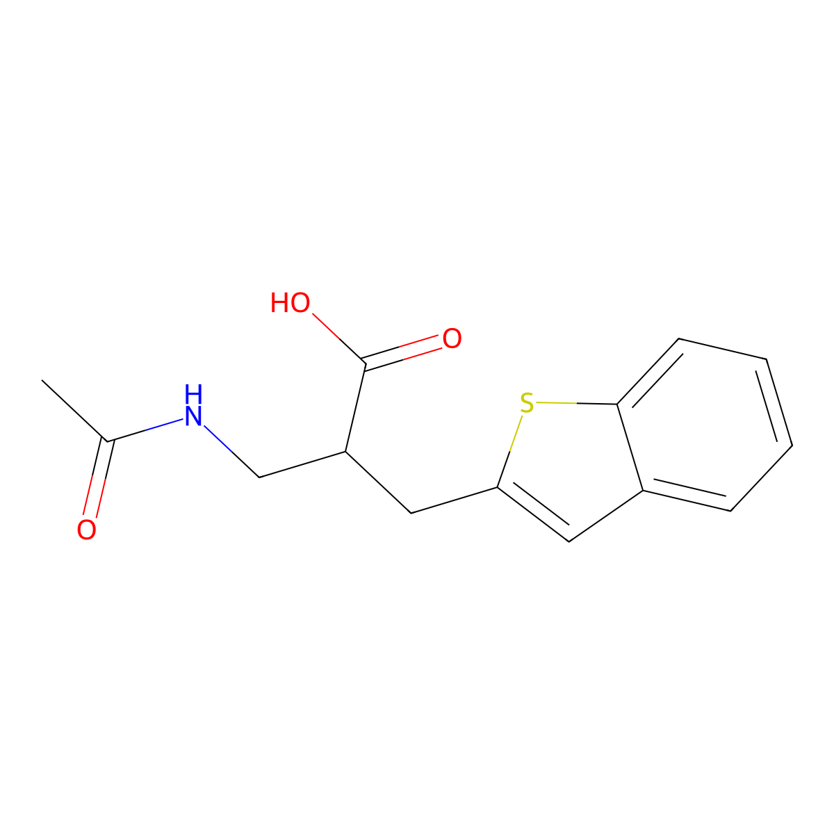 2-[(1-Benzothiophen-2-yl)methyl]-3-acetamidopropanoic acid molecular structure, CAS 2680866-68-4