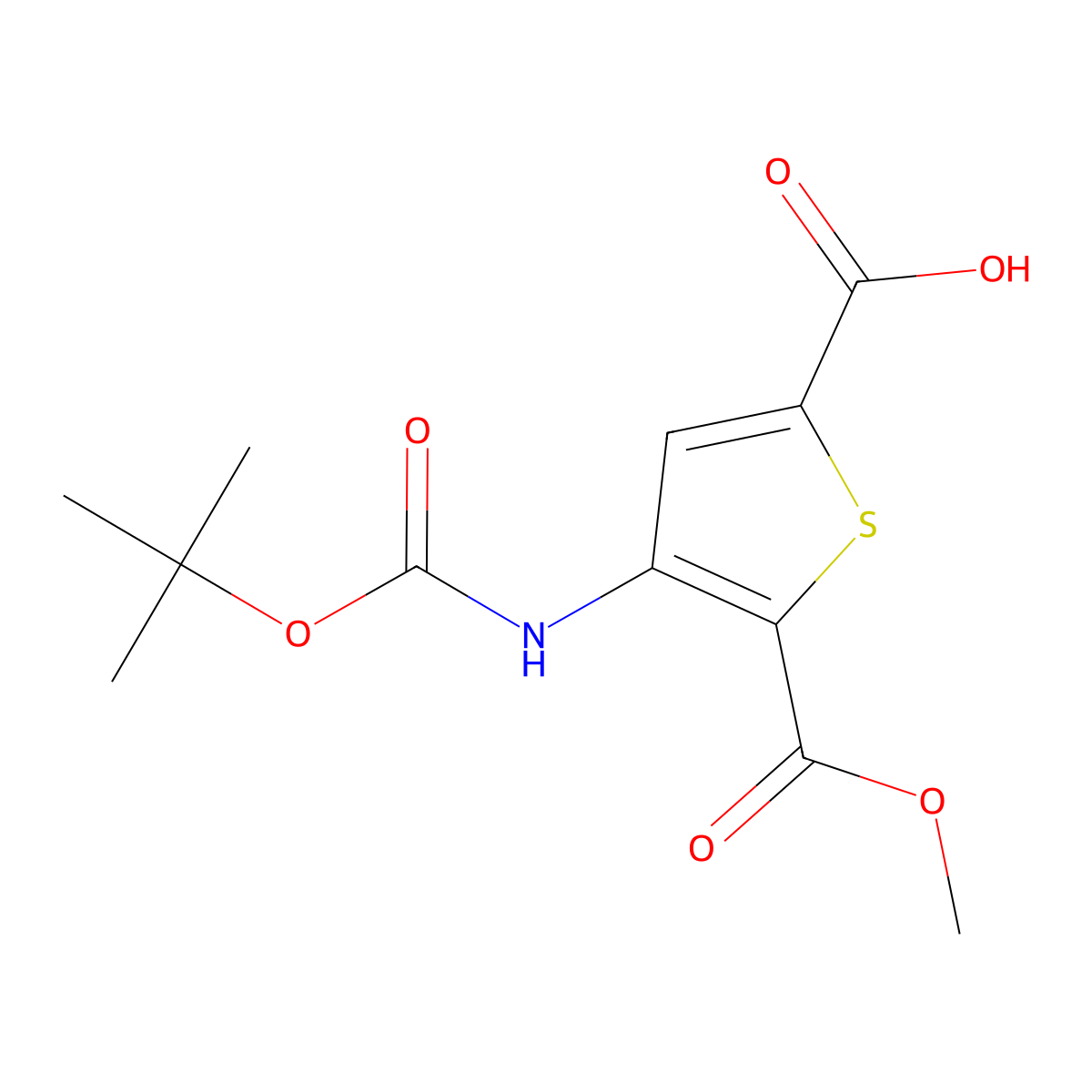 4-{[(Tert-butoxy)carbonyl]amino}-5-(methoxycarbonyl)thiophene-2-carboxylic acid molecular structure, CAS 2680866-69-5