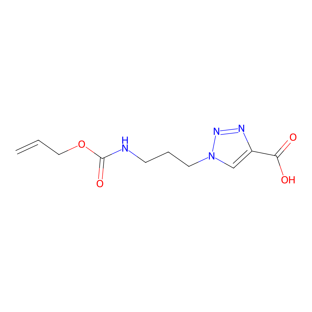 1-(3-{[(prop-2-en-1-yloxy)carbonyl]amino}propyl)-1H-1,2,3-triazole-4-carboxylic acid molecular structure, CAS 2680866-72-0