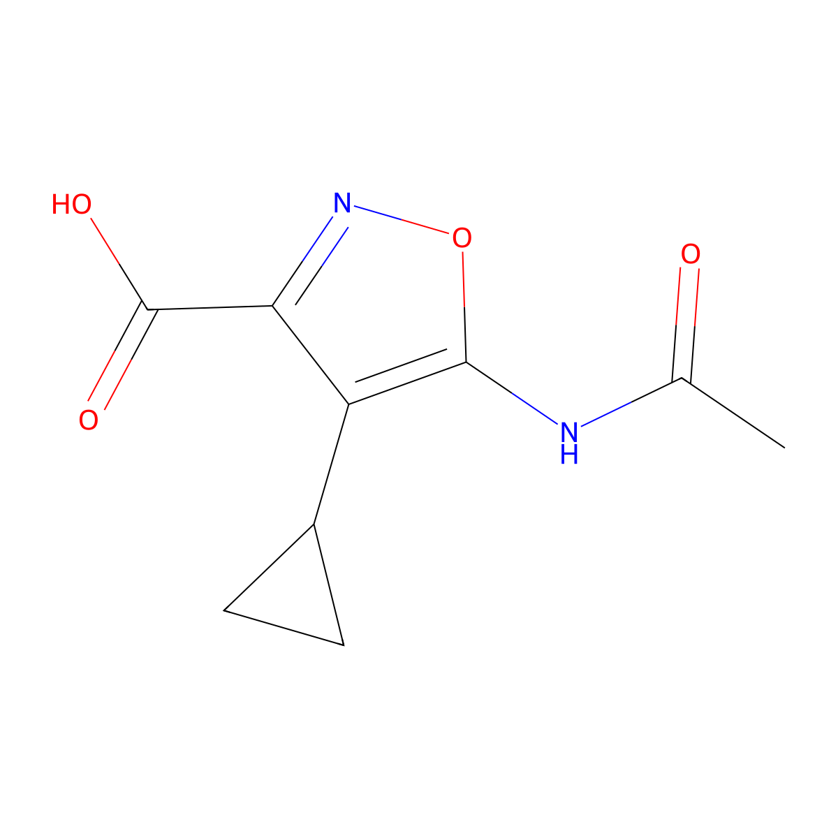 4-Cyclopropyl-5-acetamido-1,2-oxazole-3-carboxylic acid molecular structure, CAS 2680866-75-3