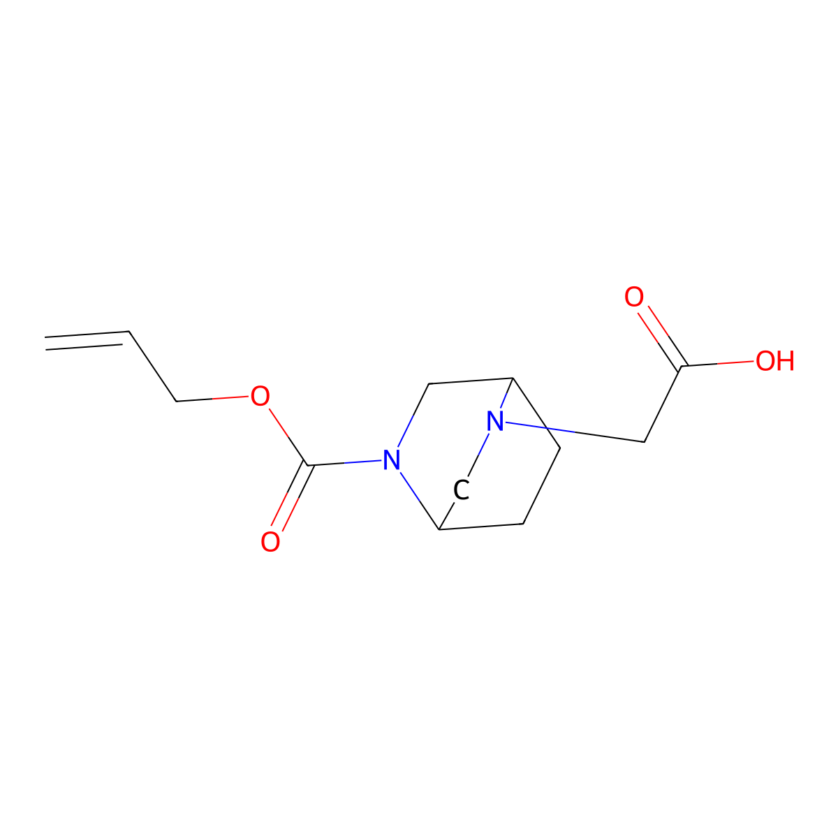 2-{5-[(Prop-2-en-1-yloxy)carbonyl]-2,5-diazabicyclo[2.2.2]octan-2-yl}acetic acid molecular structure, CAS 2680866-76-4