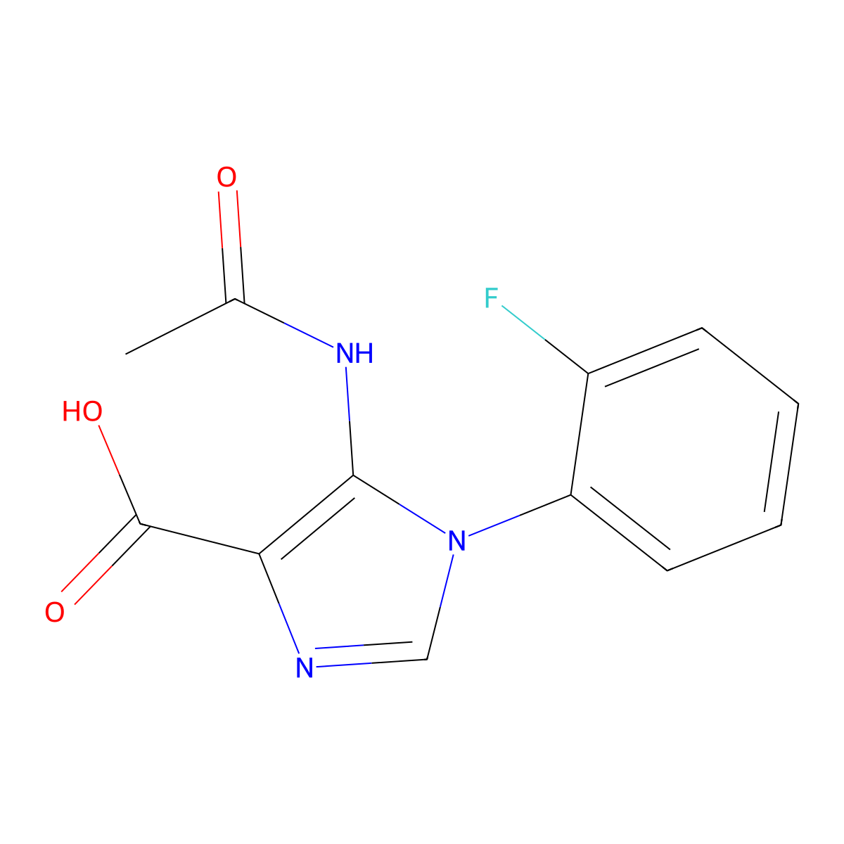 5-acetamido-1-(2-fluorophenyl)-1H-imidazole-4-carboxylic acid molecular structure, CAS 2680866-77-5