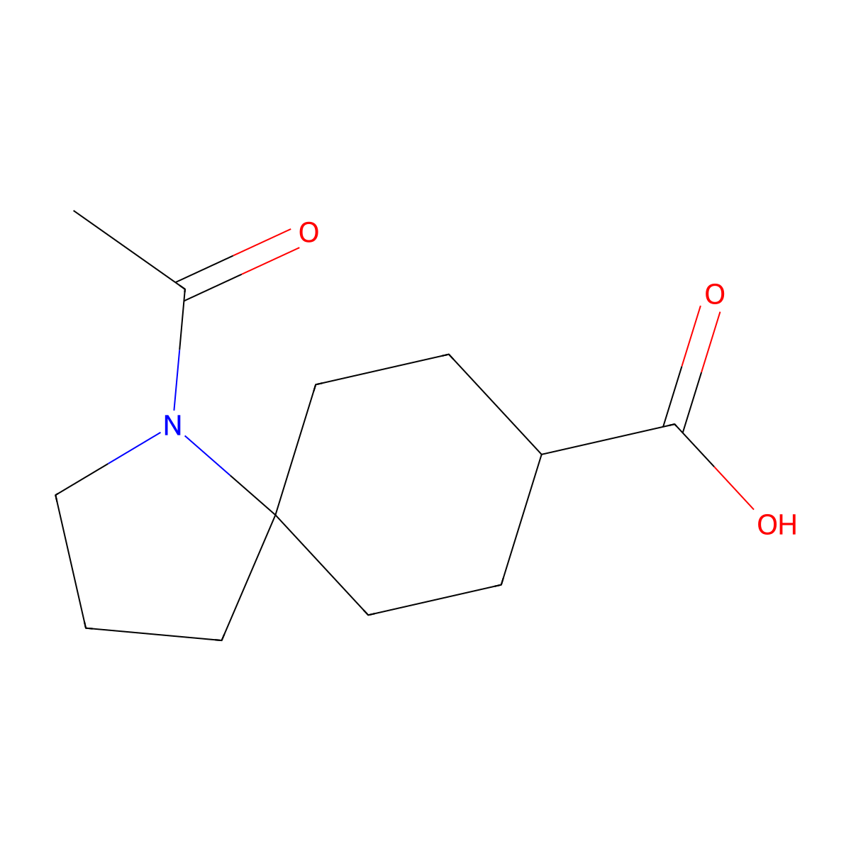 1-Acetyl-1-azaspiro[4.5]decane-8-carboxylic acid molecular structure, CAS 2680866-80-0