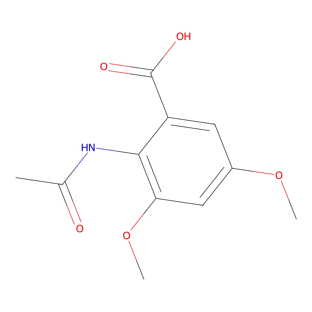 2-Acetamido-3,5-dimethoxybenzoic acid molecular structure, CAS 2680866-82-2