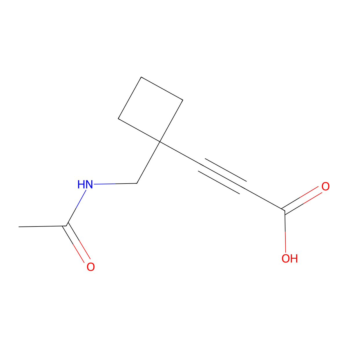 3-[1-(Acetamidomethyl)cyclobutyl]prop-2-ynoic acid molecular structure, CAS 2680866-87-7
