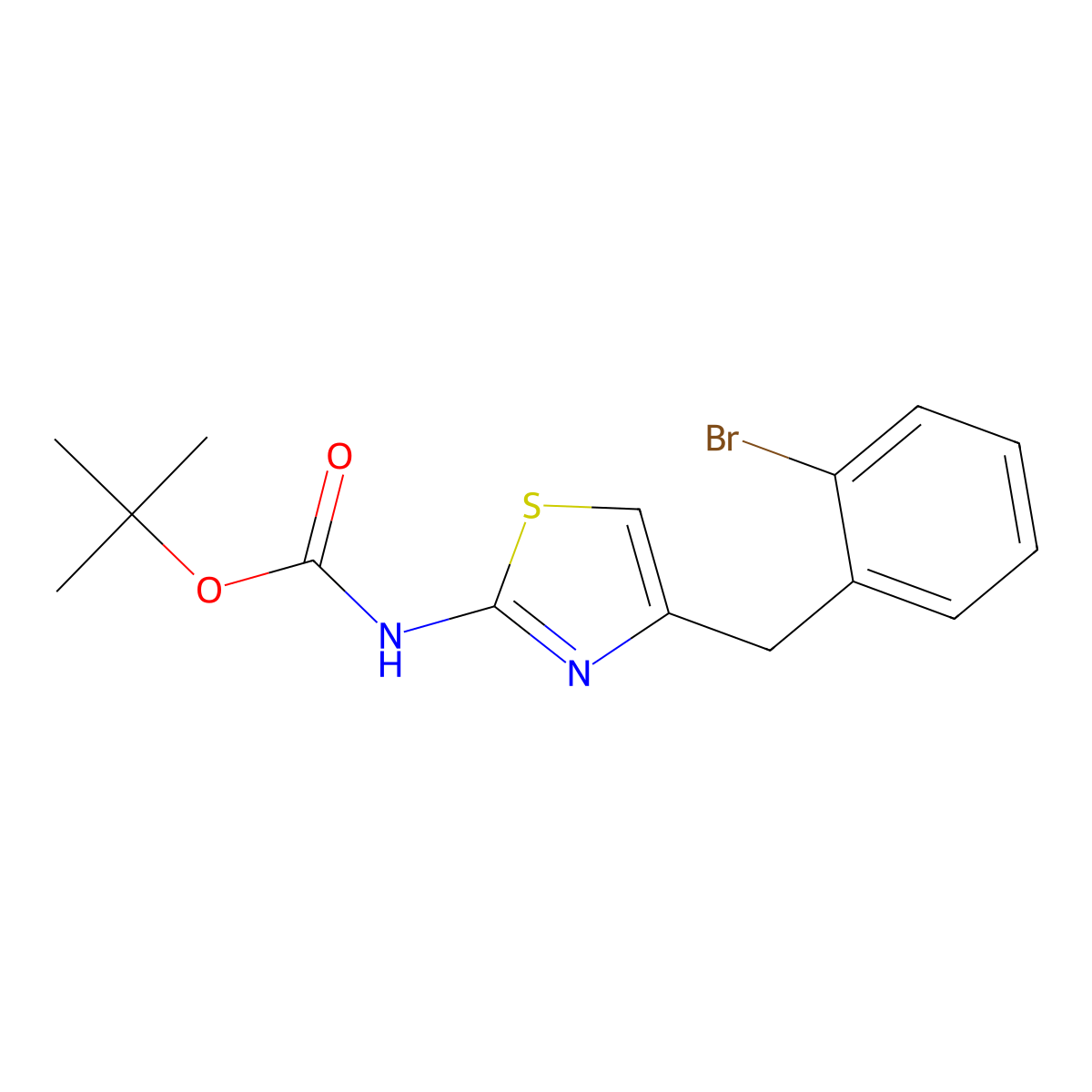 tert-butyl N-{4-[(2-bromophenyl)methyl]-1,3-thiazol-2-yl}carbamate molecular structure, CAS 2680866-89-9