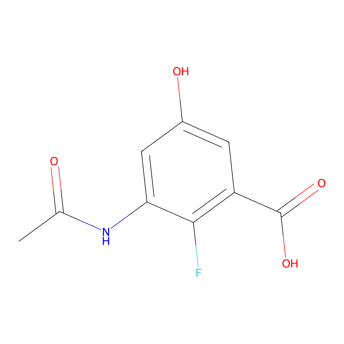 3-Acetamido-2-fluoro-5-hydroxybenzoic acid molecular structure, CAS 2680866-90-2