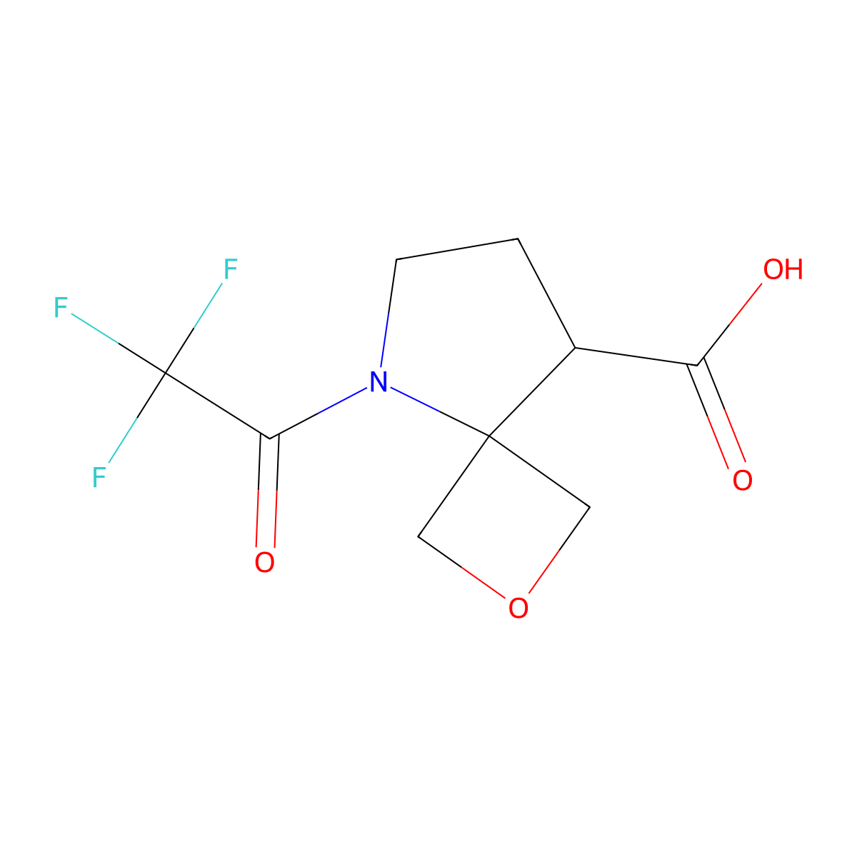 5-(2,2,2-Trifluoroacetyl)-2-oxa-5-azaspiro[3.4]octane-8-carboxylic acid molecular structure, CAS 2680866-96-8
