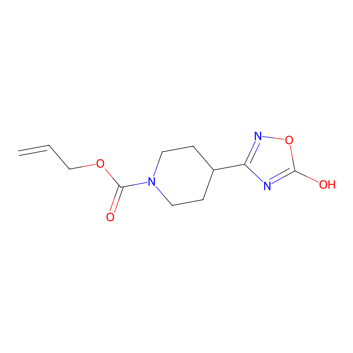 Prop-2-en-1-yl 4-(5-hydroxy-1,2,4-oxadiazol-3-yl)piperidine-1-carboxylate molecular structure, CAS 2680866-98-0