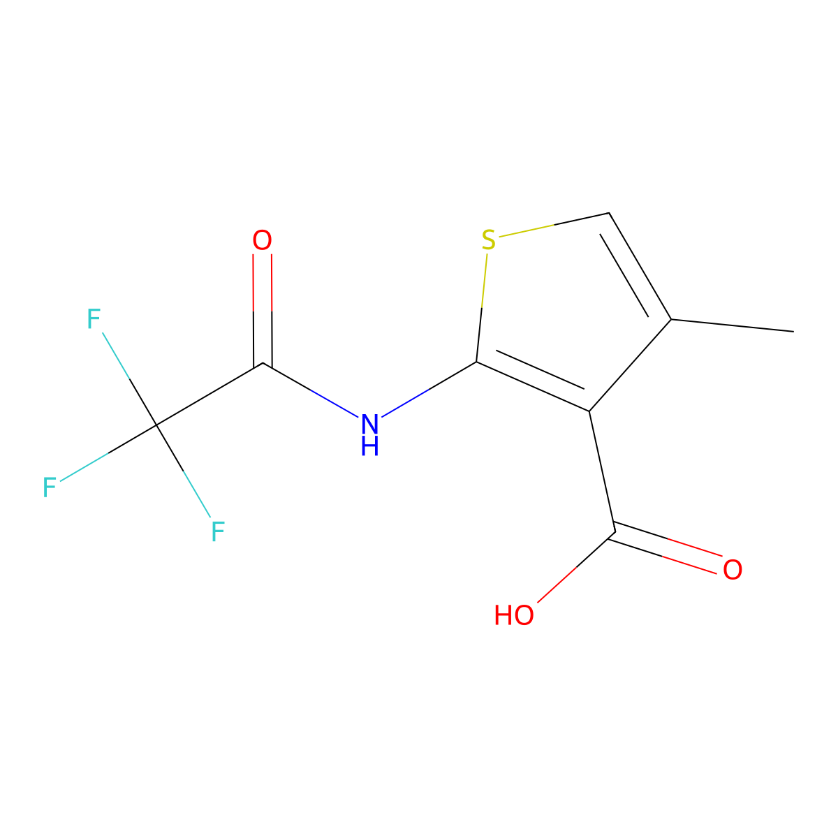 4-Methyl-2-(2,2,2-trifluoroacetamido)thiophene-3-carboxylic acid molecular structure, CAS 2680867-00-7