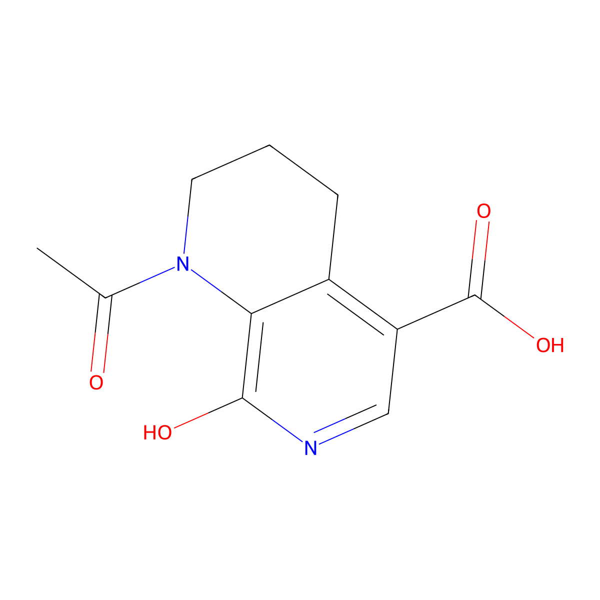 1-Acetyl-8-hydroxy-1,2,3,4-tetrahydro-1,7-naphthyridine-5-carboxylic acid molecular structure, CAS 2680867-01-8