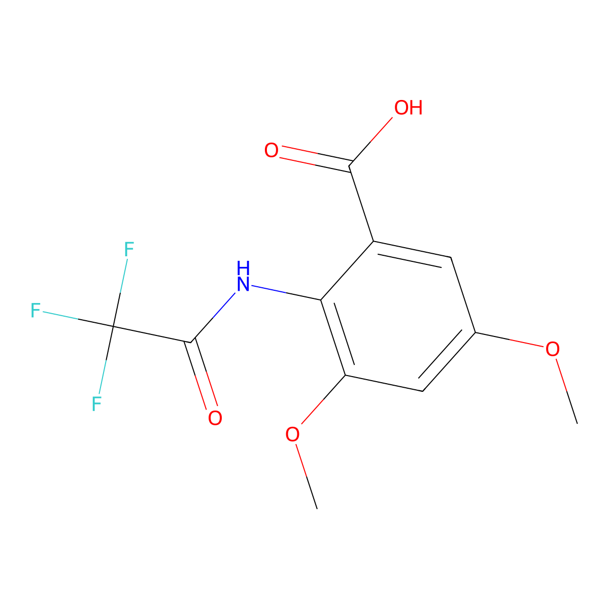3,5-Dimethoxy-2-(2,2,2-trifluoroacetamido)benzoic acid molecular structure, CAS 2680867-02-9