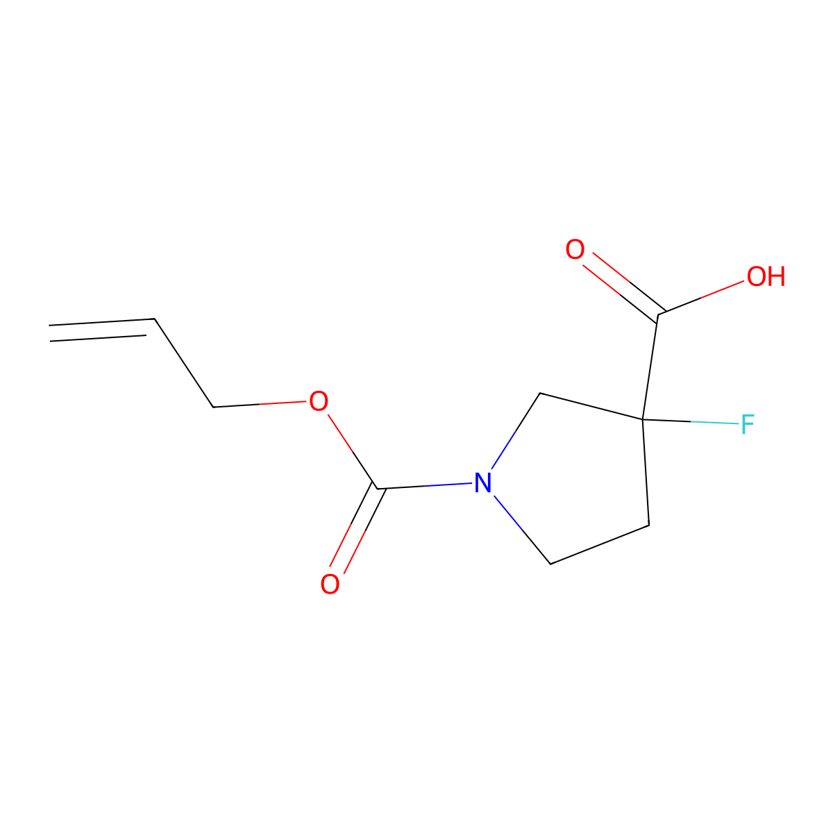 3-Fluoro-1-[(prop-2-en-1-yloxy)carbonyl]pyrrolidine-3-carboxylic acid molecular structure, CAS 2680867-04-1