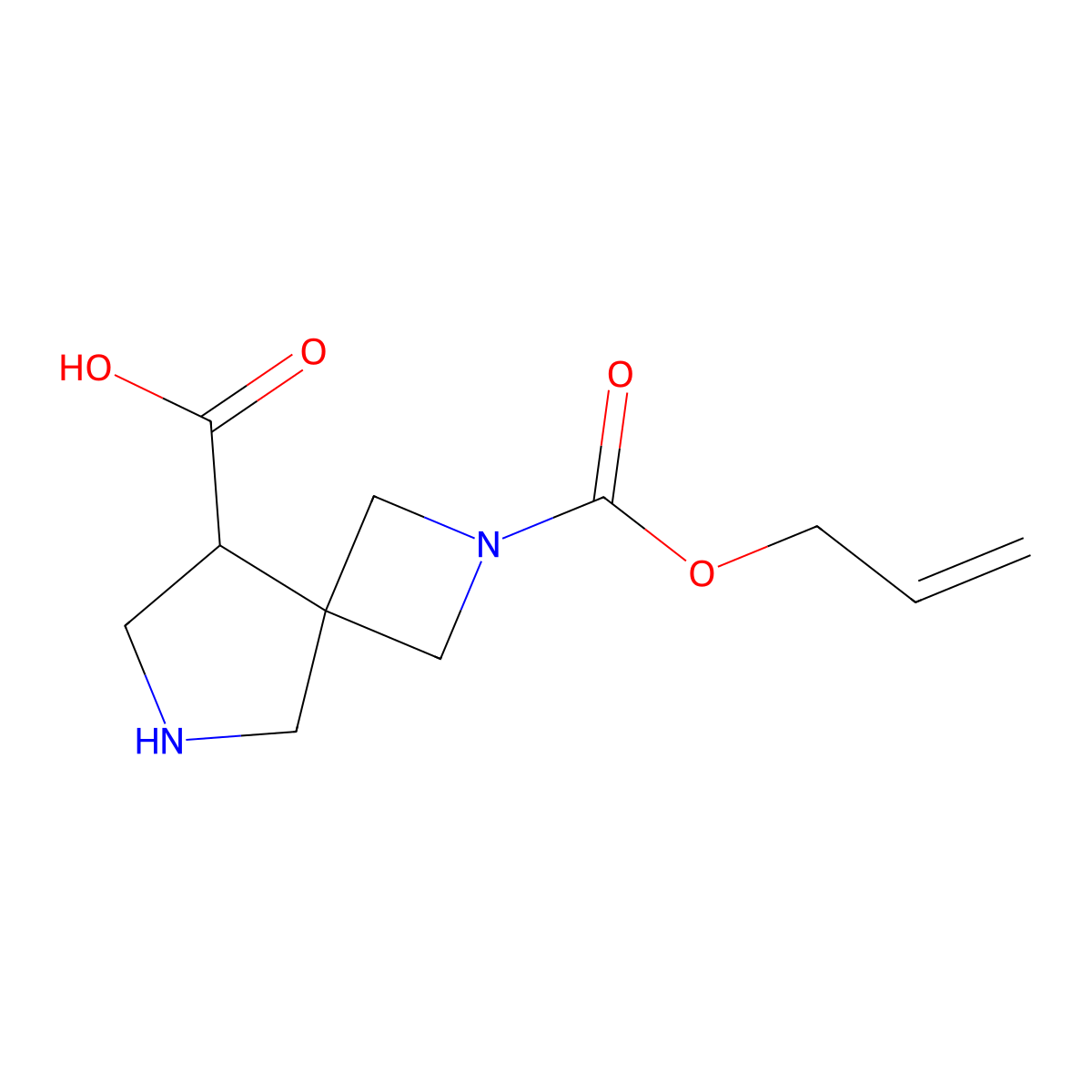 2-[(Prop-2-en-1-yloxy)carbonyl]-2,6-diazaspiro[3.4]octane-8-carboxylic acid molecular structure, CAS 2680867-08-5