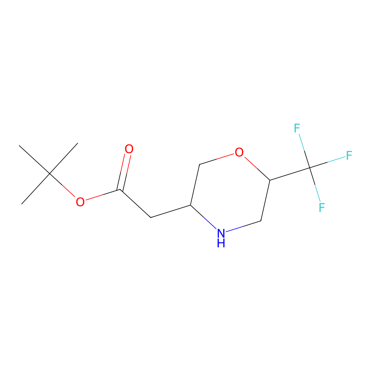 Tert-butyl 2-[6-(trifluoromethyl)morpholin-3-yl]acetate molecular structure, CAS 2680867-15-4