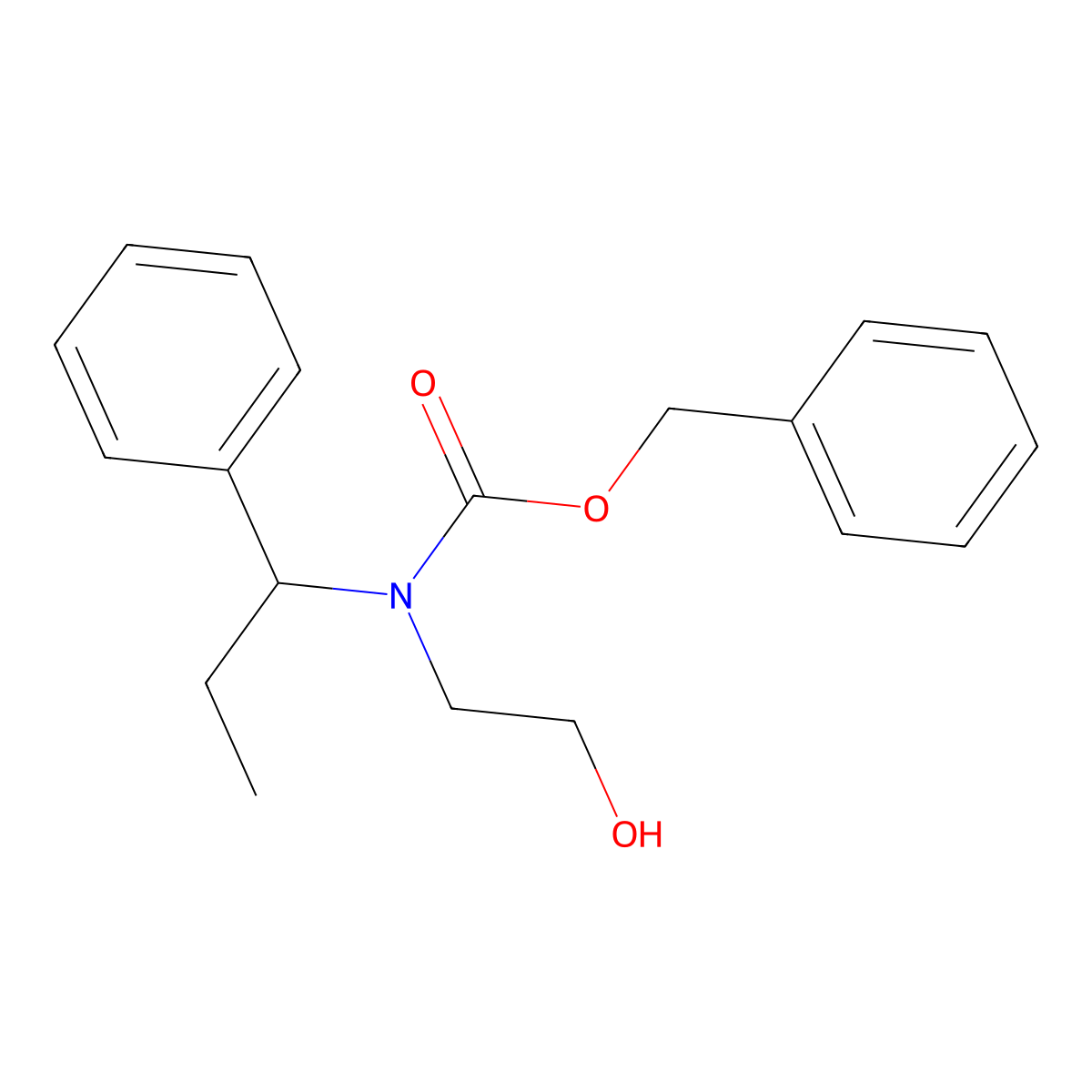 benzyl N-(2-hydroxyethyl)-N-(1-phenylpropyl)carbamate molecular structure, CAS 2680867-27-8