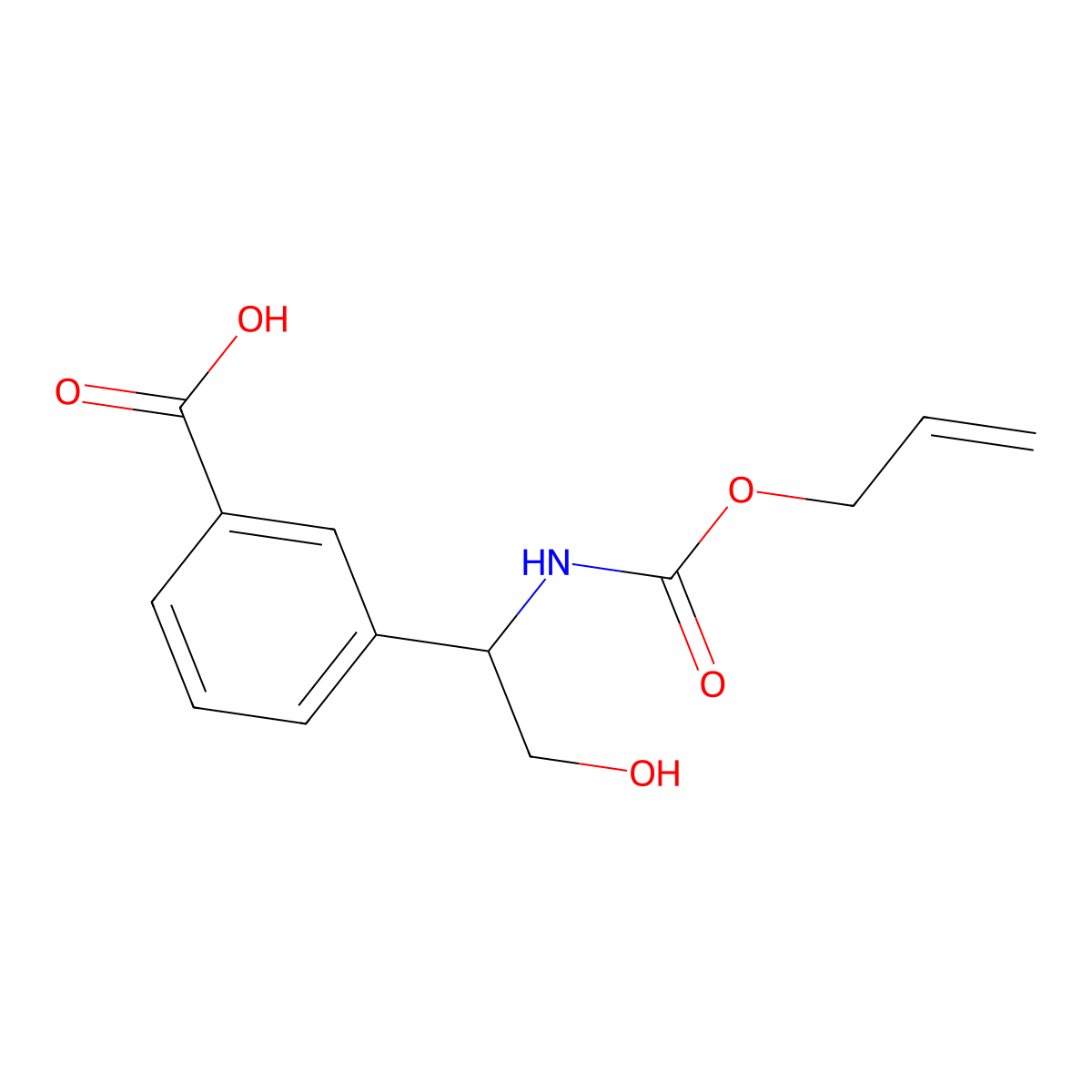 3-(2-Hydroxy-1-{[(prop-2-en-1-yloxy)carbonyl]amino}ethyl)benzoic acid molecular structure, CAS 2680867-29-0