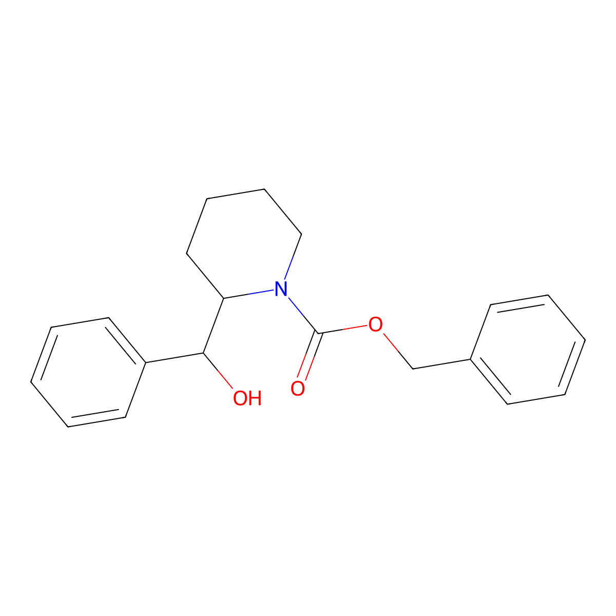 Benzyl 2-[hydroxy(phenyl)methyl]piperidine-1-carboxylate molecular structure, CAS 2680867-34-7