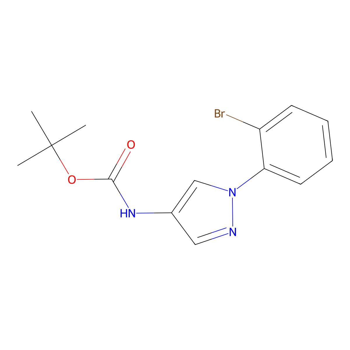 tert-butyl N-[1-(2-bromophenyl)-1H-pyrazol-4-yl]carbamate molecular structure, CAS 2680867-38-1