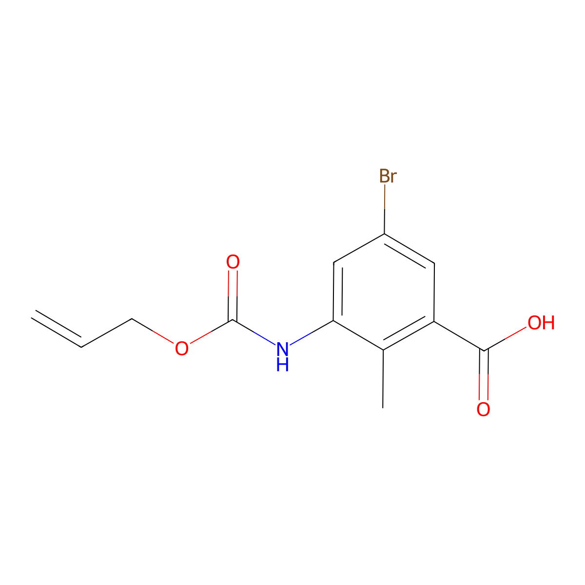 5-Bromo-2-methyl-3-{[(prop-2-en-1-yloxy)carbonyl]amino}benzoic acid molecular structure, CAS 2680867-43-8