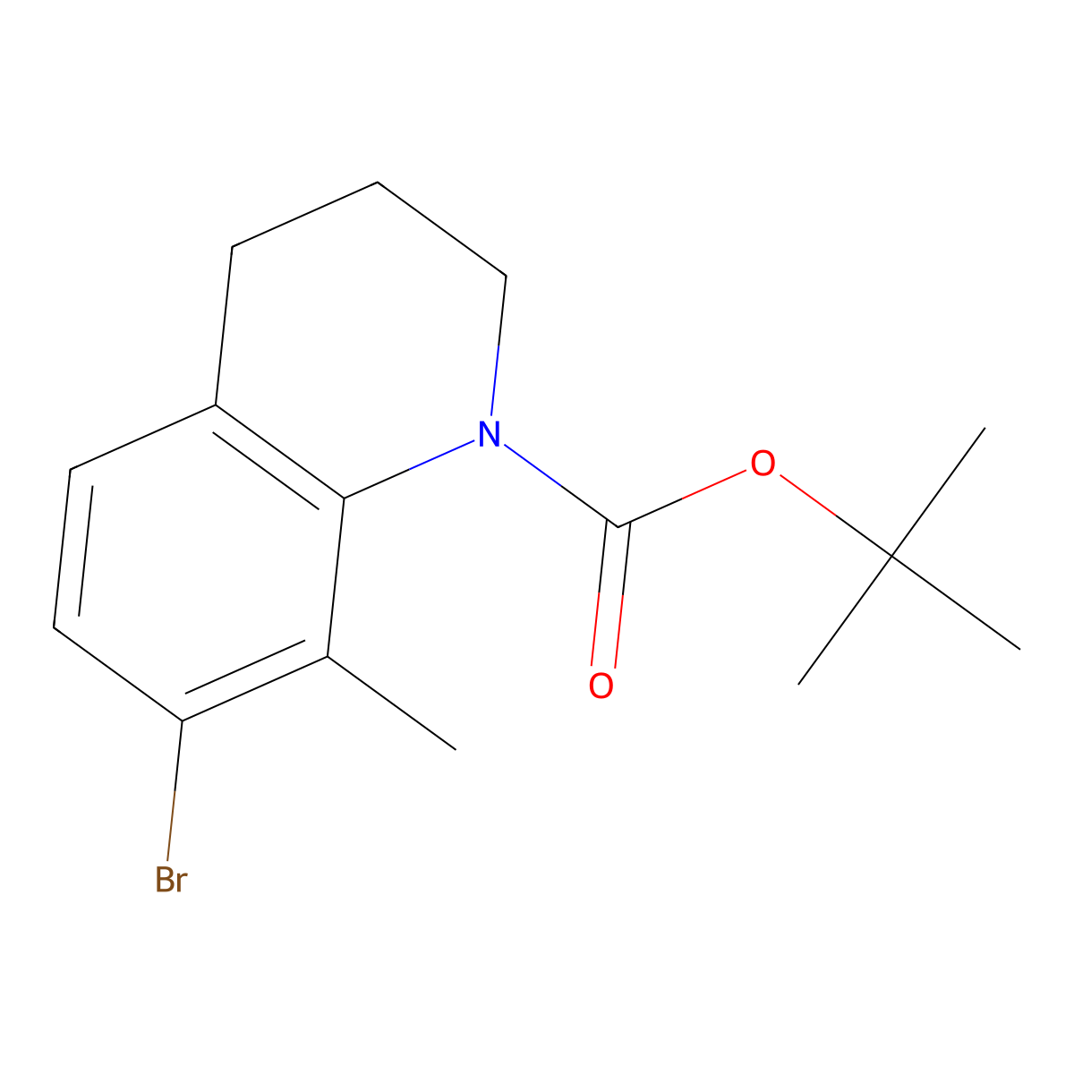 Tert-butyl 7-bromo-8-methyl-1,2,3,4-tetrahydroquinoline-1-carboxylate molecular structure, CAS 2680867-44-9