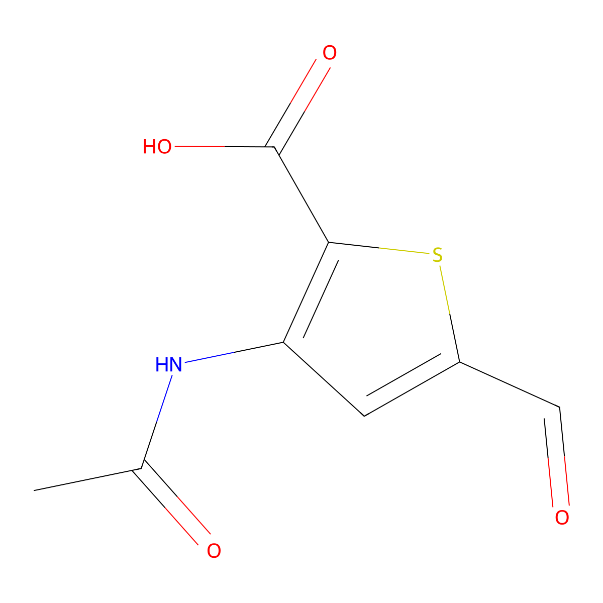 3-Acetamido-5-formylthiophene-2-carboxylic acid molecular structure, CAS 2680867-62-1