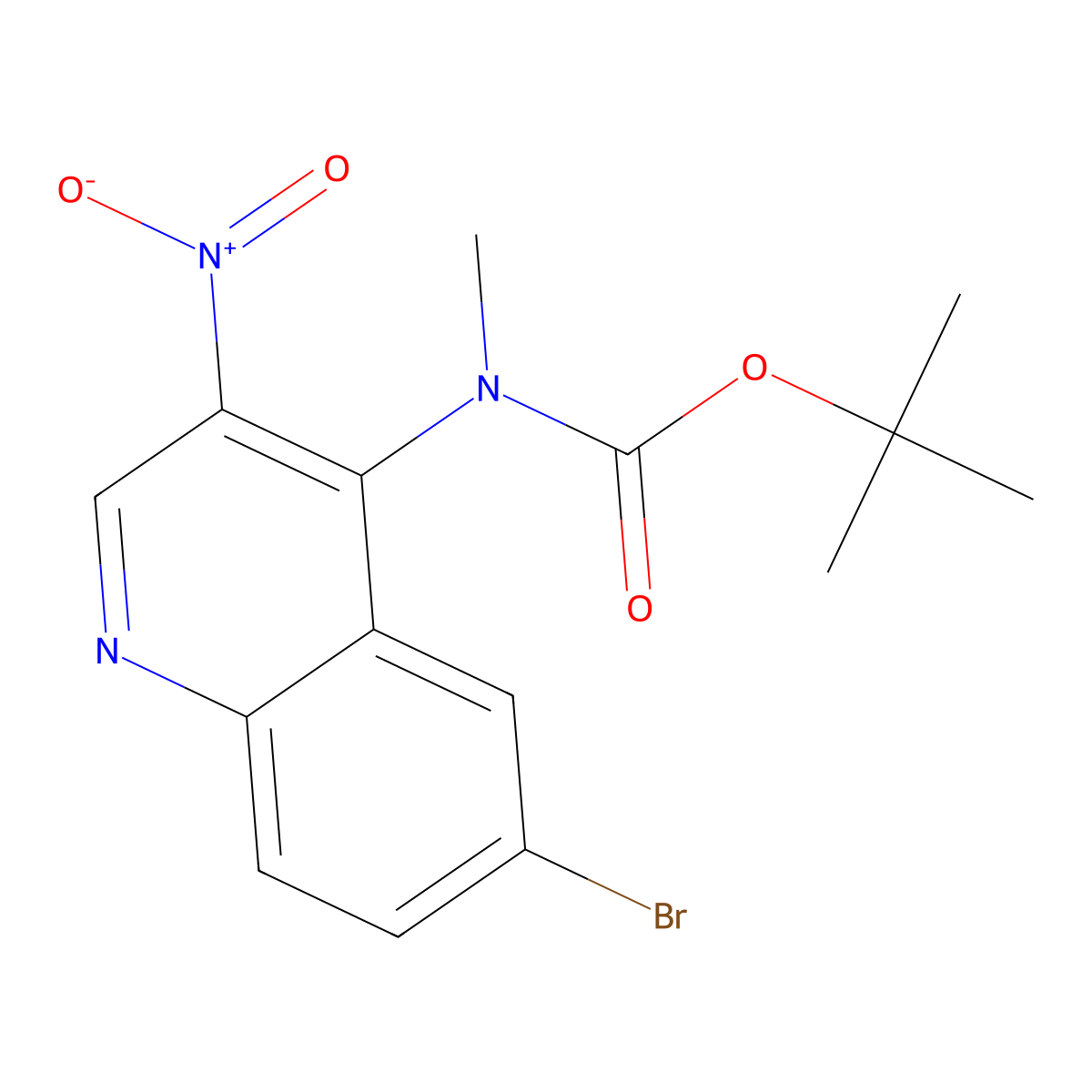 tert-butyl N-(6-bromo-3-nitroquinolin-4-yl)-N-methylcarbamate molecular structure, CAS 2680867-63-2