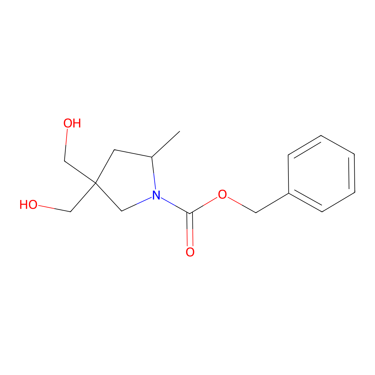 Benzyl 4,4-bis(hydroxymethyl)-2-methylpyrrolidine-1-carboxylate molecular structure, CAS 2680867-64-3