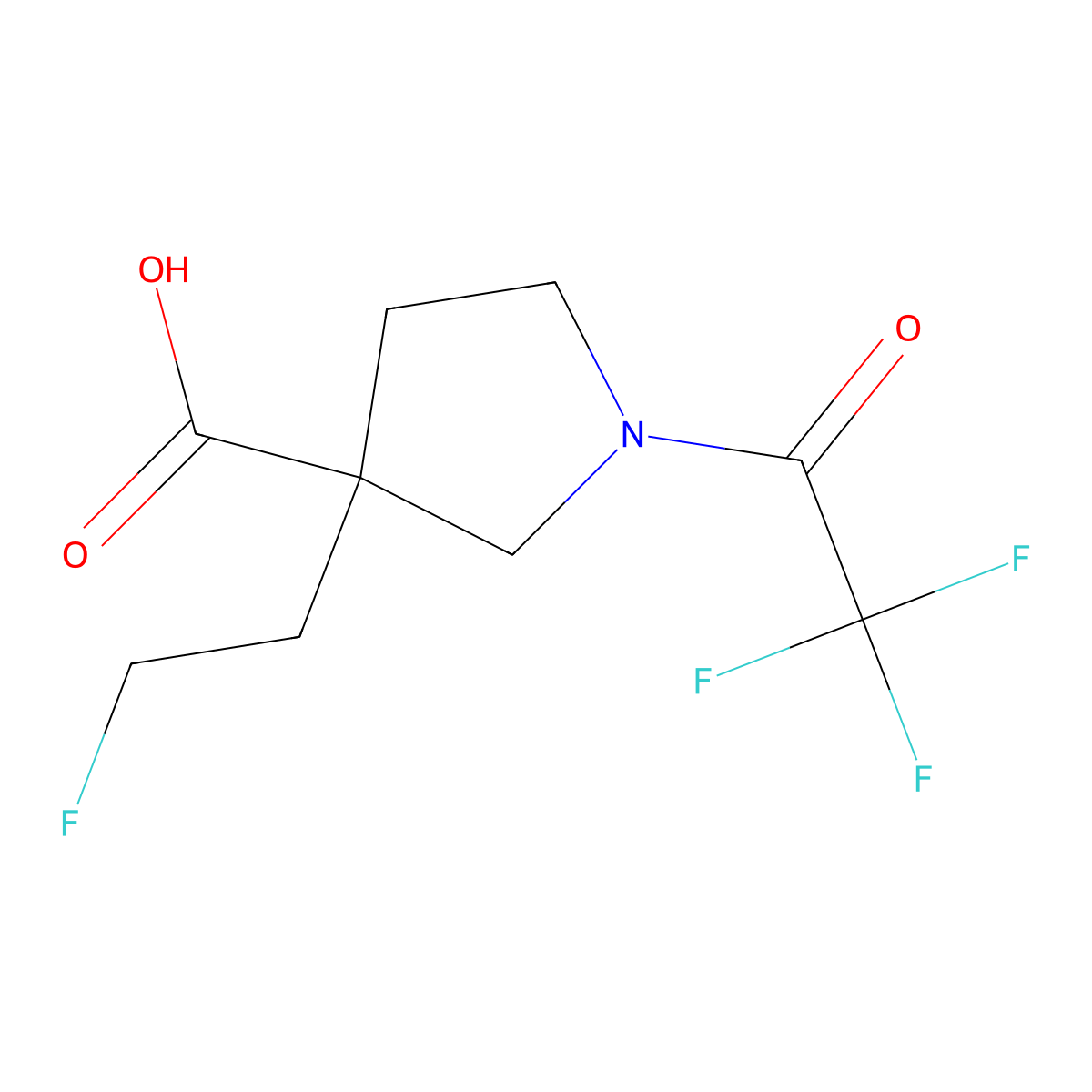 3-(2-Fluoroethyl)-1-(2,2,2-trifluoroacetyl)pyrrolidine-3-carboxylic acid molecular structure, CAS 2680867-65-4