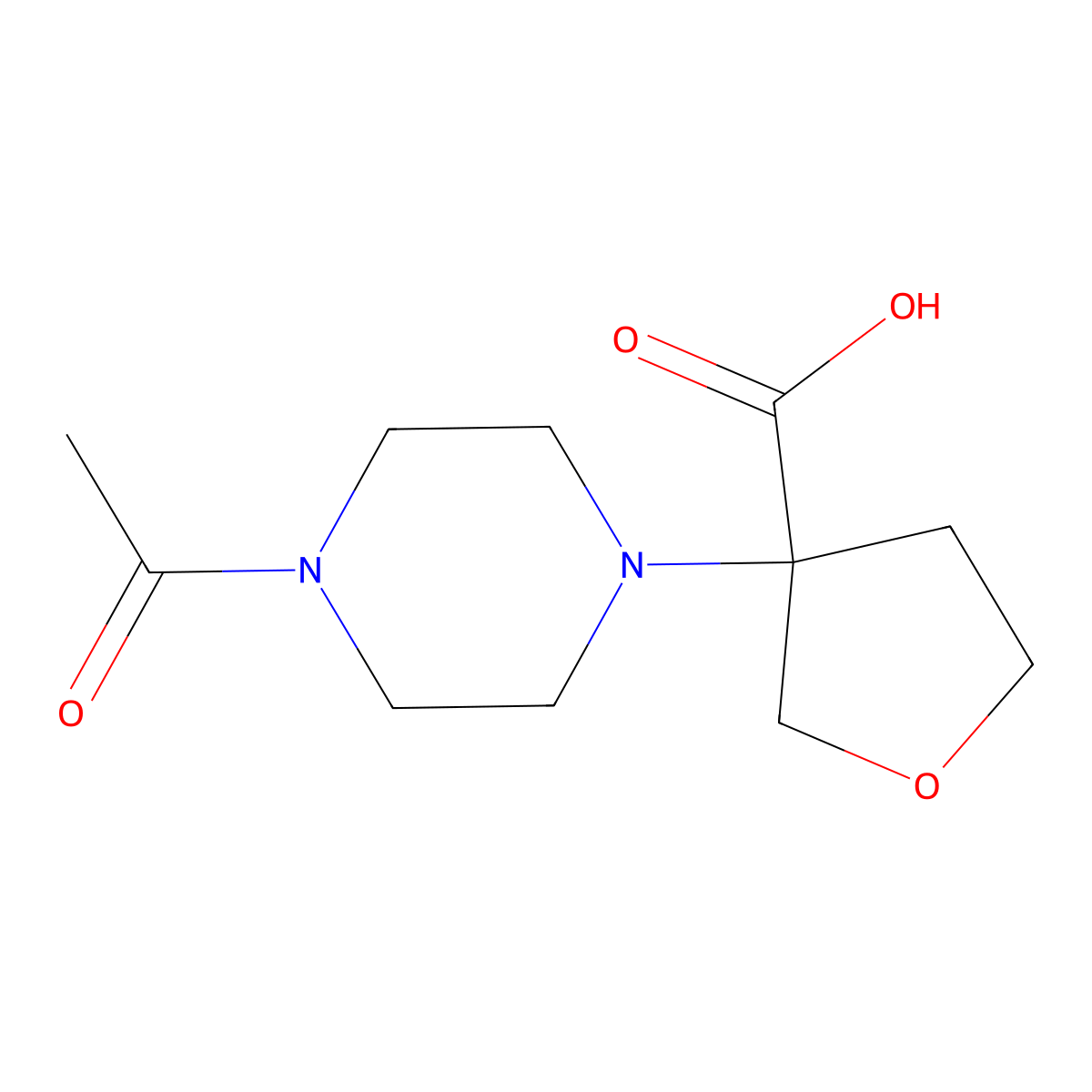 3-(4-Acetylpiperazin-1-yl)oxolane-3-carboxylic acid molecular structure, CAS 2680867-66-5