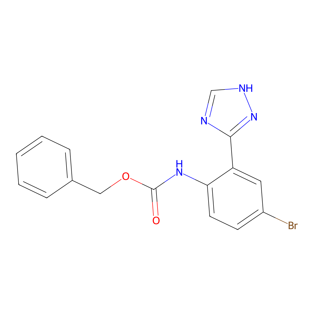 benzyl N-[4-bromo-2-(1H-1,2,4-triazol-3-yl)phenyl]carbamate molecular structure, CAS 2680867-68-7