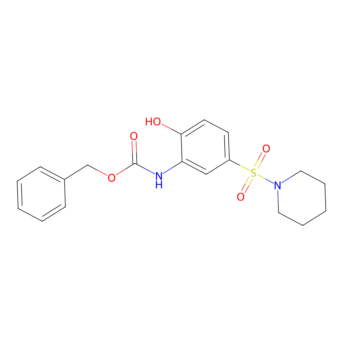 benzyl N-[2-hydroxy-5-(piperidine-1-sulfonyl)phenyl]carbamate molecular structure, CAS 2680867-74-5