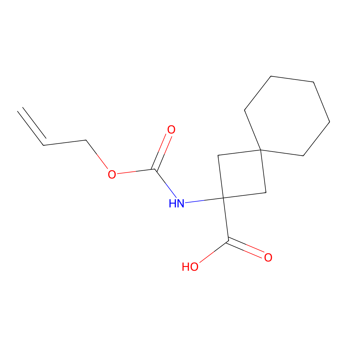 2-{[(Prop-2-en-1-yloxy)carbonyl]amino}spiro[3.5]nonane-2-carboxylic acid molecular structure, CAS 2680867-75-6