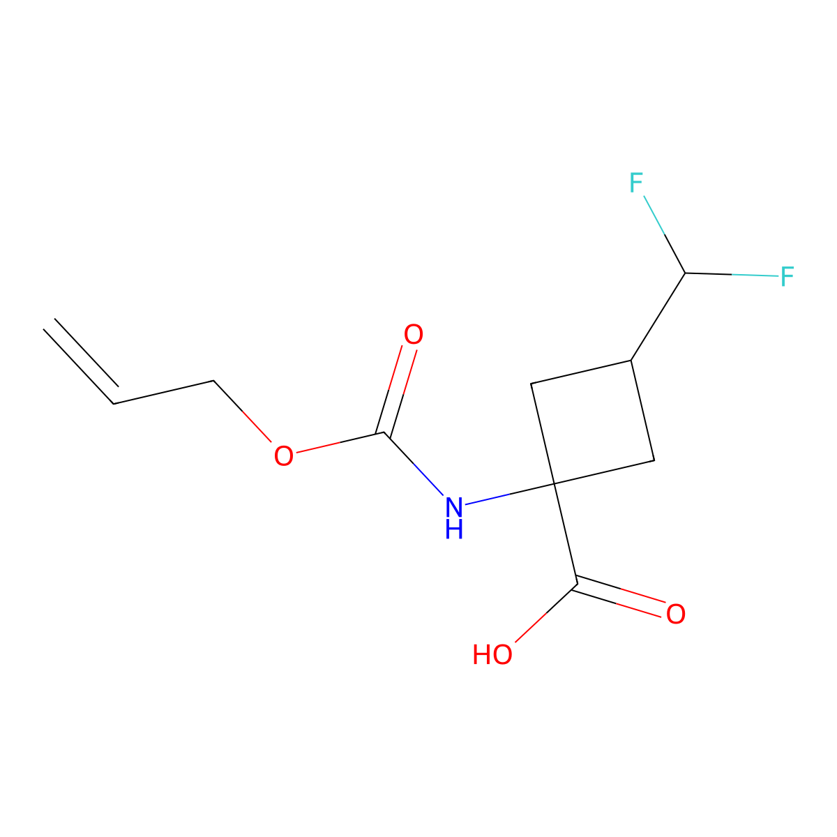 3-(Difluoromethyl)-1-{[(prop-2-en-1-yloxy)carbonyl]amino}cyclobutane-1-carboxylic acid molecular structure, CAS 2680867-83-6