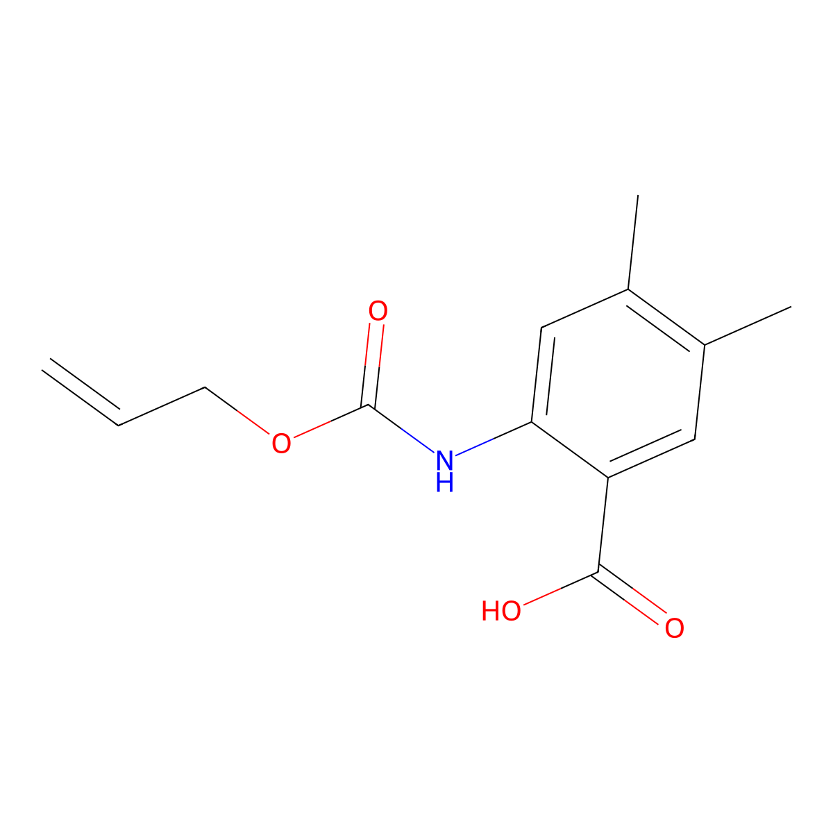4,5-Dimethyl-2-{[(prop-2-en-1-yloxy)carbonyl]amino}benzoic acid molecular structure, CAS 2680867-90-5
