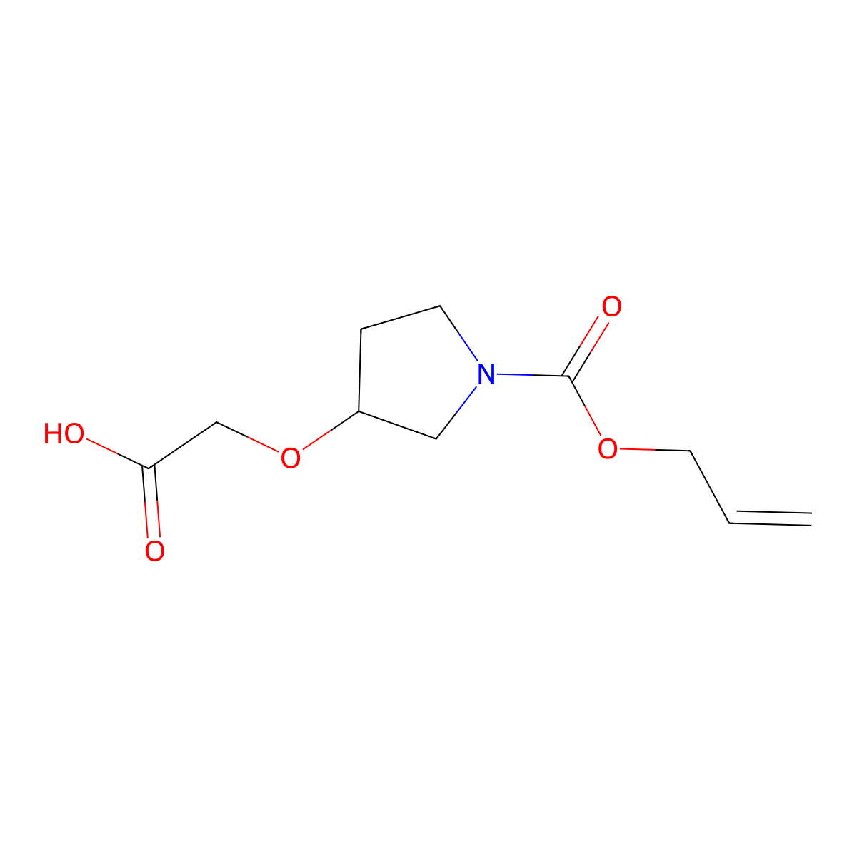 2-({1-[(Prop-2-en-1-yloxy)carbonyl]pyrrolidin-3-yl}oxy)acetic acid molecular structure, CAS 2680867-93-8